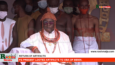 FG. Present looted Artefacts to Oba of Benin.